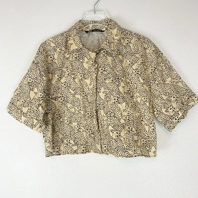 Camisa Zara Top Mujer XL Corte Leopardo Estampado Guepardo Abotonada Novedad Cuello Foto 1 de 4