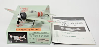 MARUSHIN 1:48 DIE-CAST JAPANESE WWII A6M2 ZERO FIGHTER 4980 ASSEMBLED W/BOX - Image 1 of 4