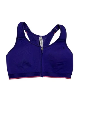 Danskin Now Zipper Front Sports Bra In A Purple Color with Pink Accents Size 36B - Image 1 of 4