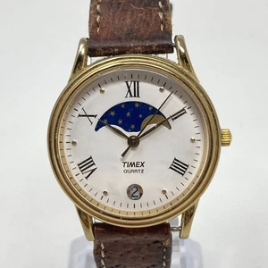Reloj Timex Fase Lunar Mujer PARA REPUESTOS REPARACIÓN 32mm Tono Dorado Fecha 1991 - Imagen 1 de 19