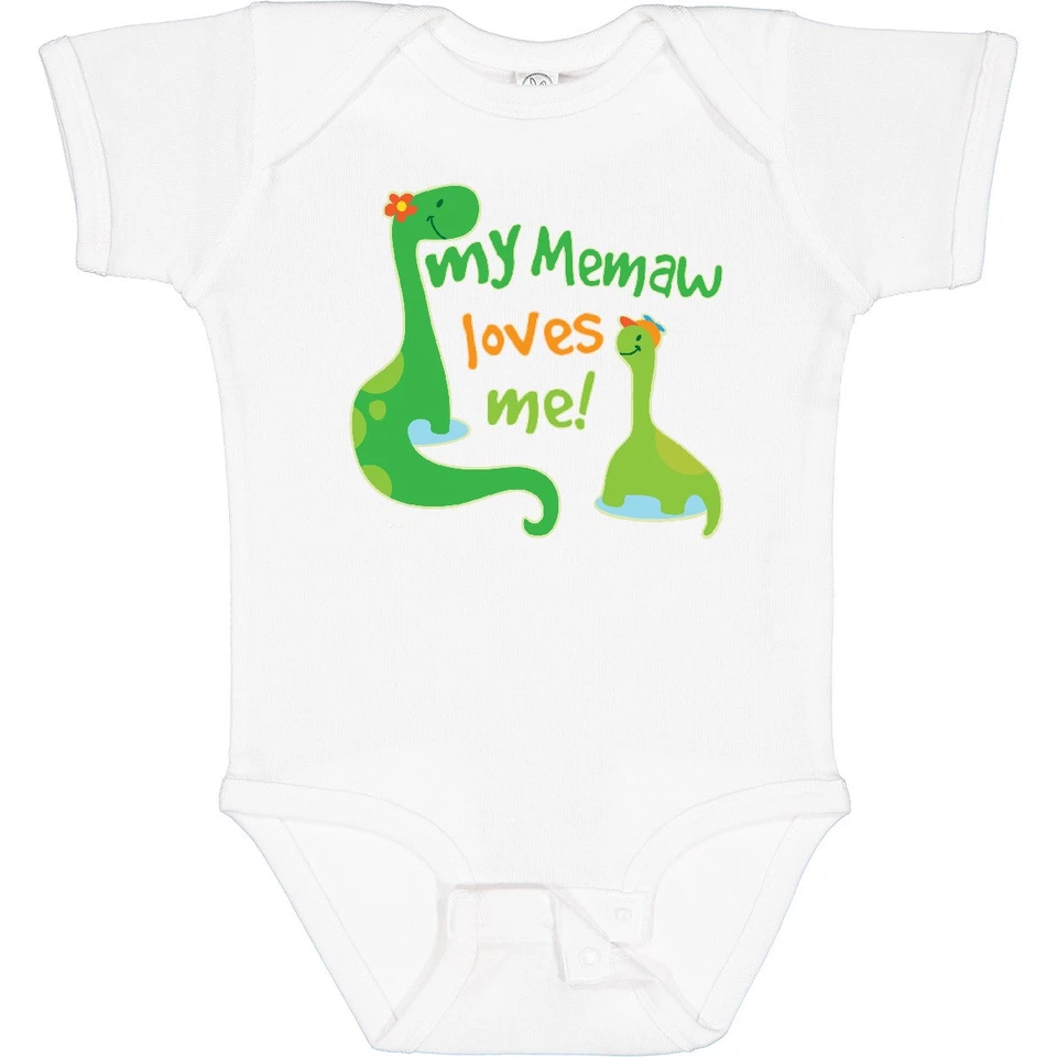 Inktastic My Memaw Loves Me Grandson Dinosaur Baby Bodysuit From Cute Grandchild - Image 1 of 1