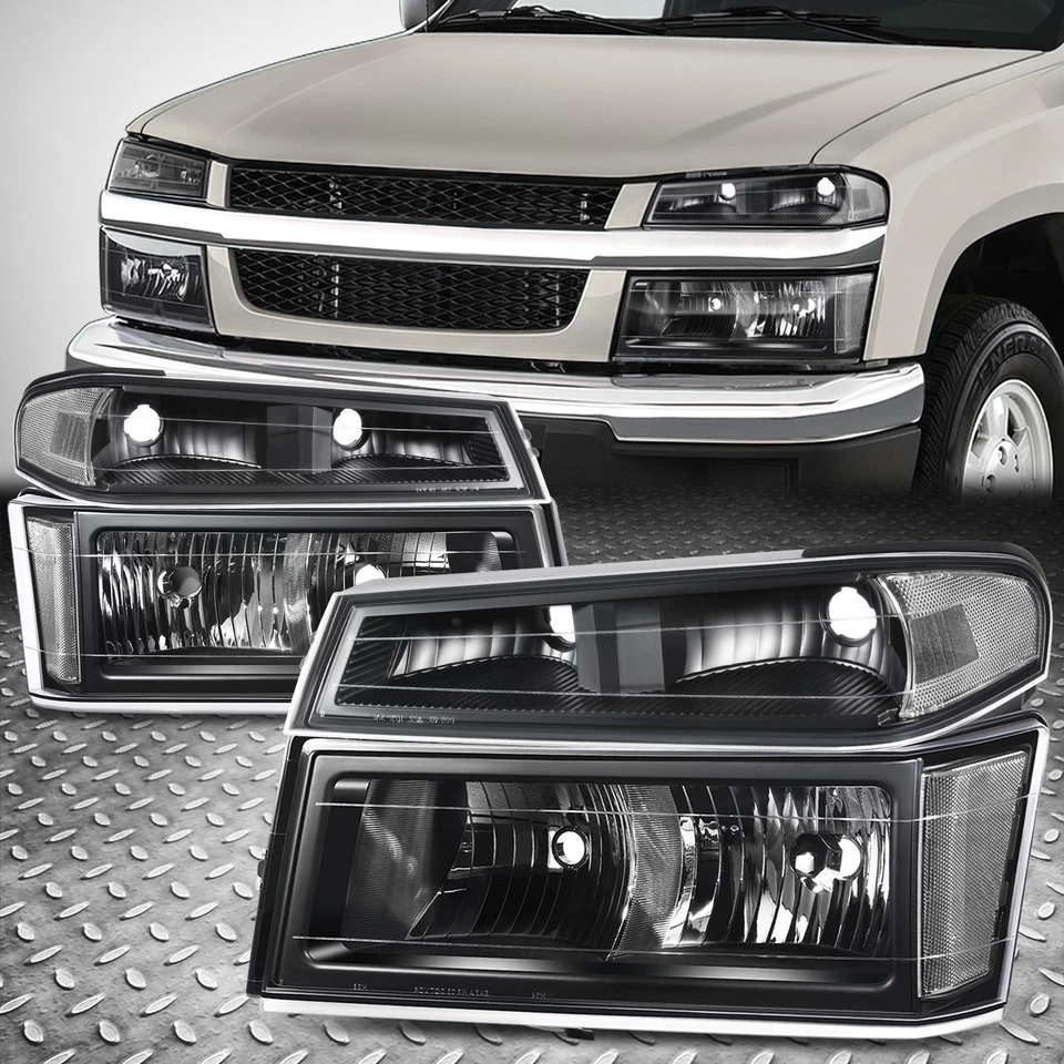 Faros esquineros transparentes carcasa negra para Chevy Colorado GMC Canyon 04-12 Foto 1 de 4