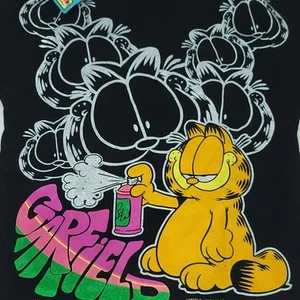 1978 GARFIELD Double sided Spray Paint Black T-Shirt One Size Kids NEW Vintage - Picture 1 of 10