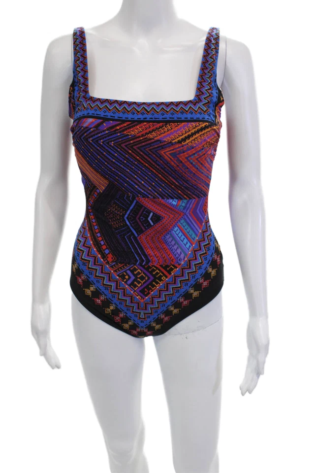 Traje de baño azteca geométrico multicolor de una pieza Gottex para mujer talla 10 Foto 1 de 4