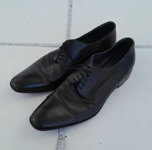 Zapatos HUGO BOSS 8.5 Cuero Negro Para Hombre Con Cordones Elegantes Inteligentes Formales Hechos en Italia - Imagen 1 de 11