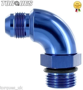 AN -8 (-8AN) to ORB-10 (AN-10 7/8" UNF) O-Ring Boss 90 Degree Full Flow Adapter - Picture 1 of 1
