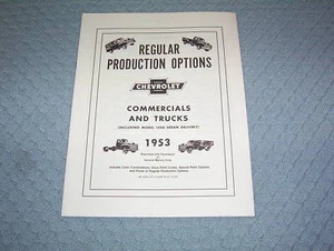 1953 CHEVROLET TRUCK PICKUP PANEL Etc. OPTIONS & ACCESSORIES BROCHURE / CATALOG - Picture 1 of 1