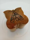 handmade handcrafted wooden small trinket box moth design