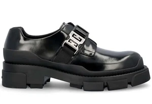 Givenchy 4G Clip Signature Buckle Derby Shoes Black Leather Loafers Sz 42 - Picture 1 of 17
