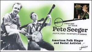 22-164, 2022 , Pete Seeger, Pictorial Postmark, First Day Cover, Music Icons, Fo
