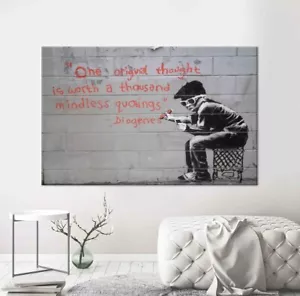 Pop Art Canvas Wall art Banksy Original Thought Boy Truck Street Art Wall decor - Picture 1 of 7