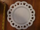 OLD COLONY Lace Edge 8 1/4" salad dessert PLATE Milk Glass ANCHOR HOCKING
