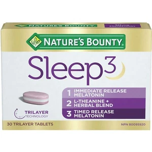 Nature's Bounty Sleep3 Total Time Quality Altered Jetlag Circadian 30 pcs NEW - Picture 1 of 1