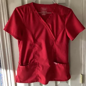CHEROKEE REVOLUTION WOMENS RED SCRUBS TOP WW610 SZ SMALL EUC - Picture 1 of 12