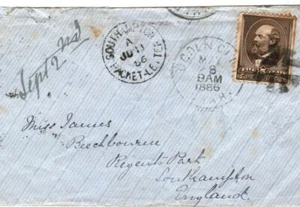 USA TRANSATLANTIC Cover Utah *Ogden City*Scarce Origin GB Southampton 1886 MA857 - Picture 1 of 6