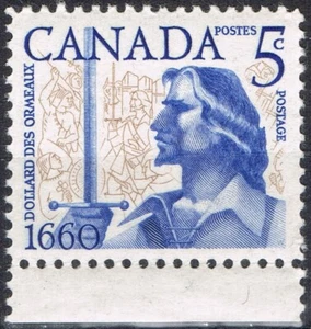1960 CANADA BATTLE OF THE LONG SAULT 300th ANNIVERSARY 5¢ STAMP, MNH, Scott #390 - Picture 1 of 4