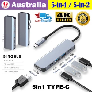 5 in 1 USB-C Type C HD Output 4K HDMI USB 3.0 PD Adapter Dock HUB For MacBook - Picture 1 of 26