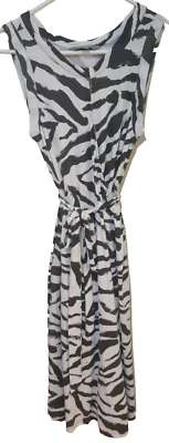Merona Dress Womens Small Brown White Tie-Waist Animal Print Sleeveless Summer - Image 1 of 4