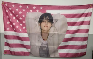 Enhypen Sunghoon amerikanische Flagge 3 x 5 Fuß rosa - Bild 1 von 1