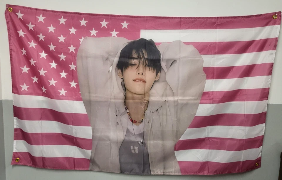 Enhypen Sunghoon American Flag 3 x 5 ft Pink - Image 1 of 1
