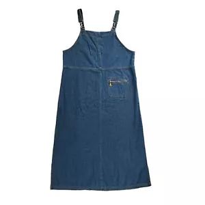 NWT Crossroads Denim Dress Womens L Blue Jean Denim Jumper Zip Pocket Modest - Picture 1 of 12