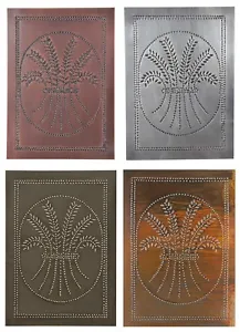 4 Punched Tin Panels ~ Handcrafted Vertical Rustic Country Wheat in 4 Finishes - Picture 1 of 5