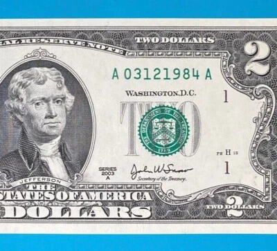 March 12, 1984 / 3 December 1984 (A 03121984 A) BIRTHDAY NOTE $2 Two Dollar Bill - Image 1 of 3