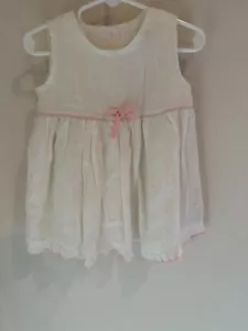 EMPRESS BABY GRÖSSE 2T WEISS MIT ROSA BORTE LEINEN GEFÜTTERTES KLEID FÜR MÄDCHEN - Bild 1 von 1