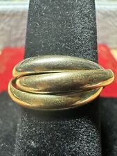 18k Tri Colored Gold Cartier Rolling Ring Size 9.5” WITH PAPERS 1993, 8.64 GRAMS