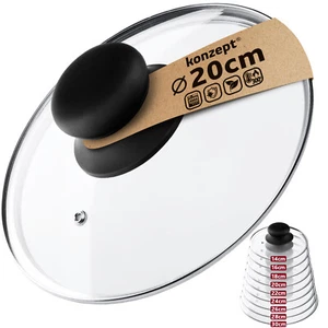 Topfdeckel aus Glas 14-30cm Glasdeckel Pfannendeckel Anti-Rutsch Griff Universal - Bild 1 von 69