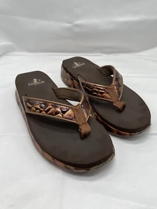 Corkys Diva Flip Flops Sz 8 Brown - Picture 1 of 7