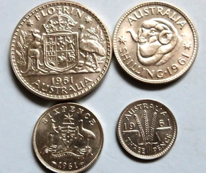 Australia. 1961 Melbourne - 4 Coin, Silver Proof Set. 3d, 6d, 1/- & 2/- - Imagen 1 de 2