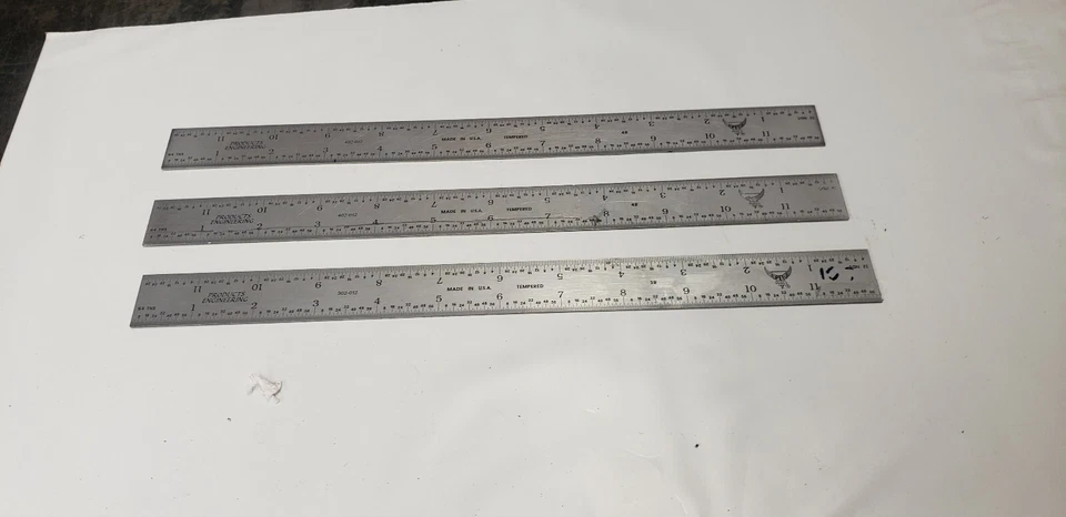 3-PC PEC 402-012 x 2, 302-012 x 1,  12" Rigid Machinist Precision Steel Rule - Image 1 of 4