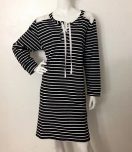 American Rag Cie Women's New Plus 3X Classic Black Striped Lace-Up Dress NWT - Picture 1 of 8