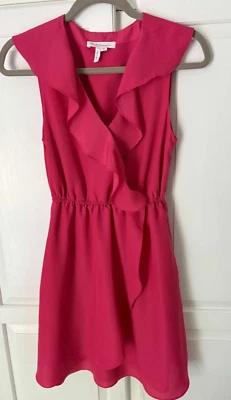 BCBG GENERATION Womens XS Berry Pink Chiffon Ruffled Flowy Dress Lined EUC - Image 1 of 4
