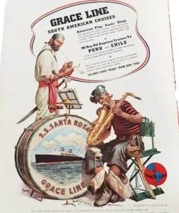 Vintage 1940 Cruise Line Werbung Pirates Grace Lines "Santa" Schiffe ganze Seite - Bild 1 von 6