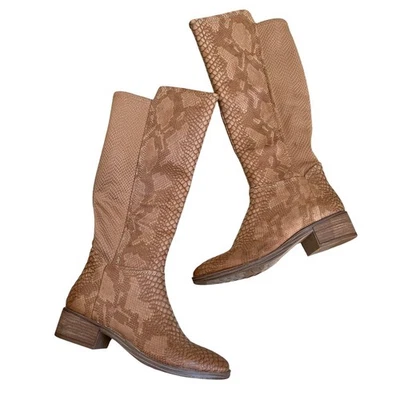 Botas hasta la rodilla Baretraps Mallory Alligator 6 marrón Boho Western zapatos cómodos Foto 1 de 4