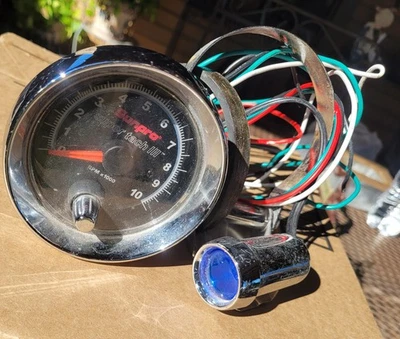 Ford Chevy Dodge Mopar SUNPRO SUPER TACH III 10K RPM CHROME TACH + SHIFT LIGHT  - Image 1 of 4