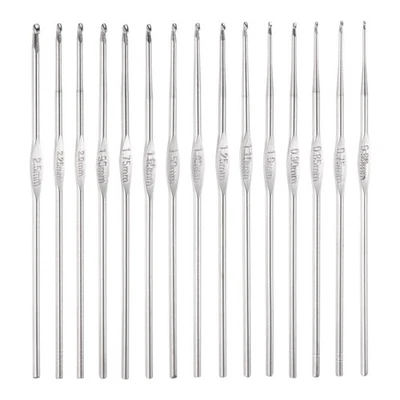 Crochet Hook Set 0.6 - 2.5mm Iron Knitting Needles, Silver Tone - Image 1 of 4