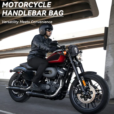 Skull Pouch Luggage For Harley ‎Oxford Fabric Motorcycle Handlebar Bag - Image 1 of 4