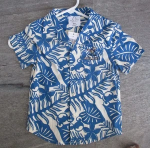 DISNEY - Aulani Hawaii, Blue & White Hawaiian Shirt, Boys Extra Small/XS - NWT - Picture 1 of 4