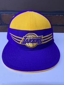 Los Angeles Lakers Hat Cap Fitted Mens 7 5/8 Purple Yellow NBA Basketball Adidas - Picture 1 of 8