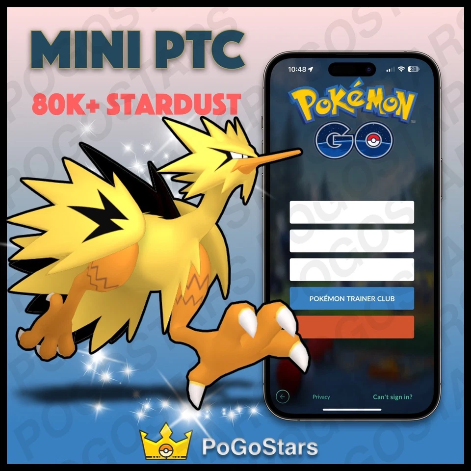 Pokémon PTC Go - Shiny Zapdos Galarian - 80K Stardust✨Read Description✨ - Image 1 of 1