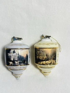 2 Thomas Kinkade Heirloom Christmas Ornaments Bradford Exchange Victorian - Picture 1 of 7