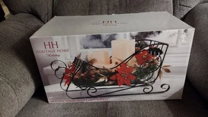 Heritage Home Weihnachtsschlitten mit 3 flackernden LED Kerzen Weihnachtsdeko - Bild 1 von 3