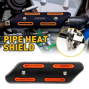 Exhat Heat Pipe Cover Shield Heel Guard Orange For Suzuki Honda Yamaha KTM - Picture 1 of 9