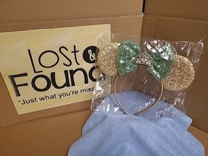 Minnie Ohren-Prinzessin Tiana gold/grün Pailletten mit Perlen *Neu-Pkg geöffnet-siehe Bilder* - Bild 1 von 8