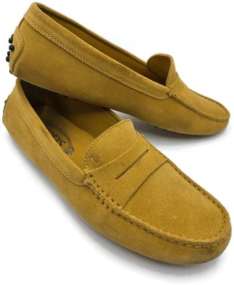 Mocasines de conducción de gamuza Tods Gommino zapatos dorados para mujer talla 39,5 Foto 1 de 4