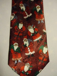 Yule Tie Greetings Hallmark Christmas Red Green White Santa Claus 58" - Picture 1 of 2