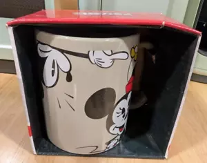 NEW MICKEY & MINNIE MOUSE BEIGE COFFEE CUP MUG Jerry Leigh NIB - Picture 1 of 9